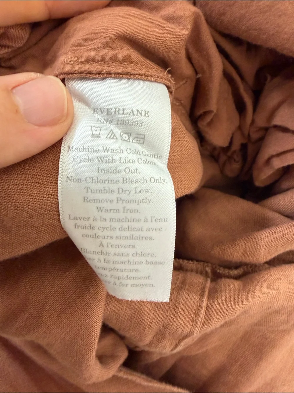 Everlane European Flax Linen Wide Leg Wrap Clay Brown Belted Jumpsuit 10 Summer